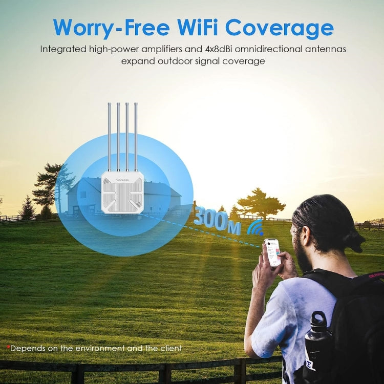 WAVLINK WN573HX1 WiFi 6 AX1800 IP67 Waterproof Outdoor Dual Band Wireless WiFi Routers, US Plug, EU Plug, UK Plug, AU Plug WAVLINK WN573HX1 WiFi 6 AX1800 IP67 Waterproof Outdoor Dual Band Wireless WiFi Routers, US Plug, EU Plug, UK Plug, AU Plug